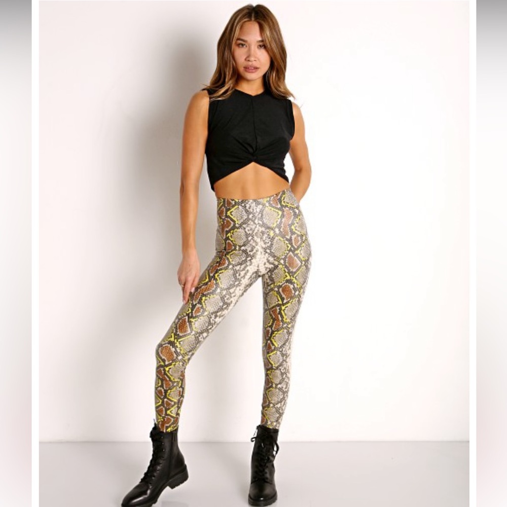 Commando Faux Animal Legging with Control Neon Snake